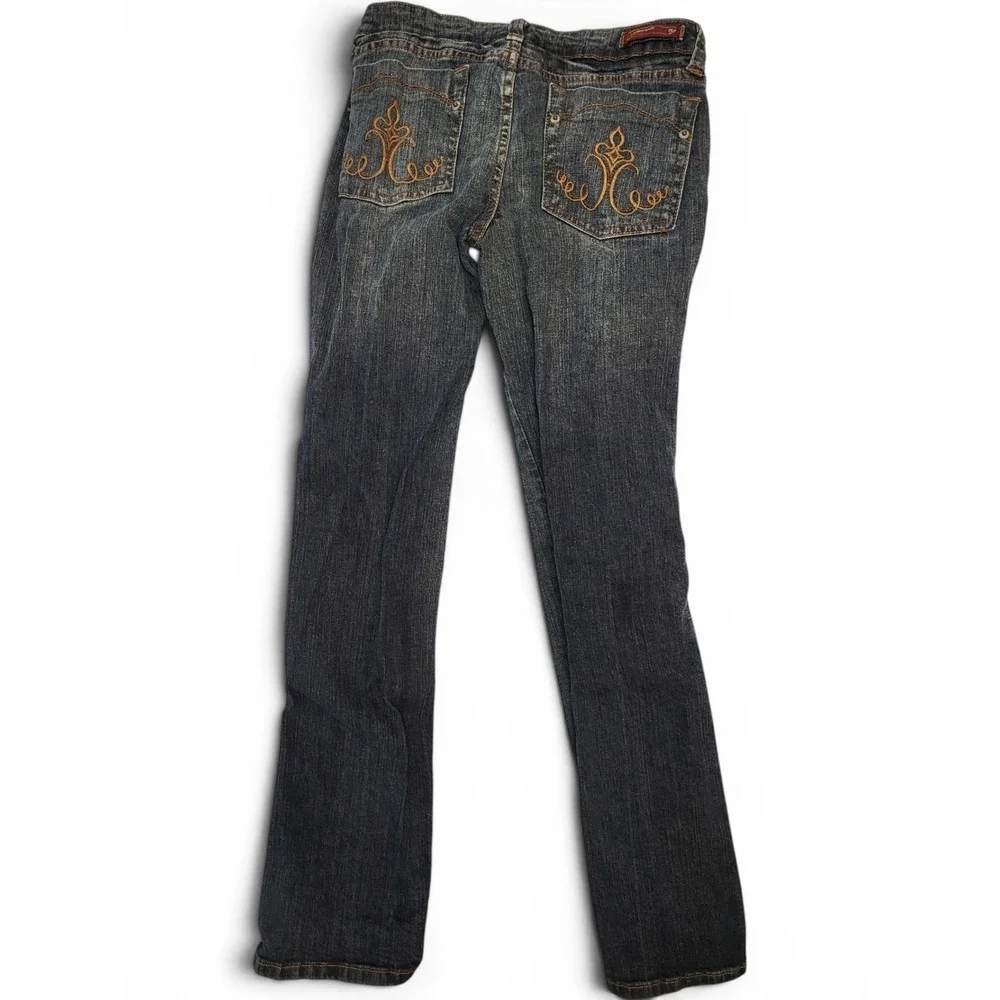Underground Soul Girls Size 16 Dark Wash Embroidered Bootcut Jeans Whiskered Y2K